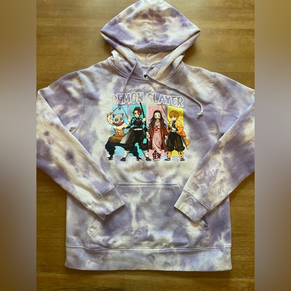 Demon Slayer Purple Tie-Dye Hoodie Adult Small